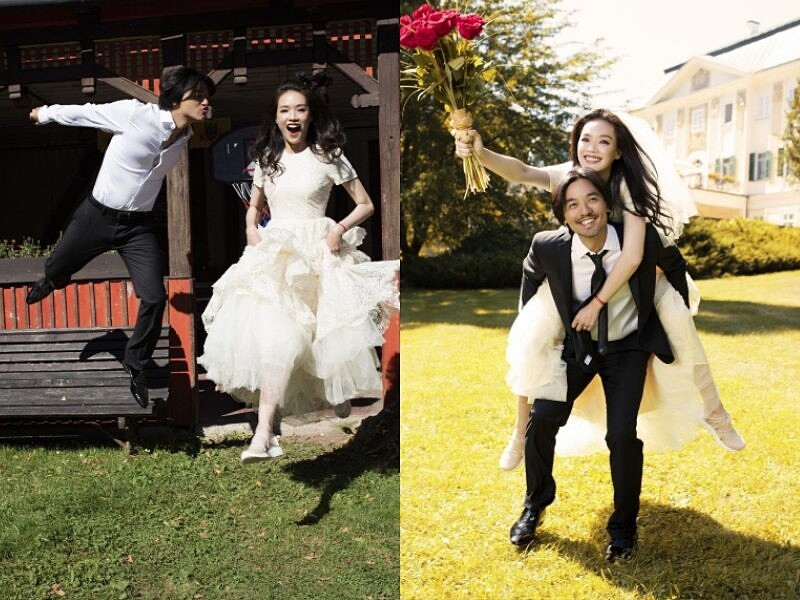 舒淇與馮德倫球鞋混搭風婚紗照