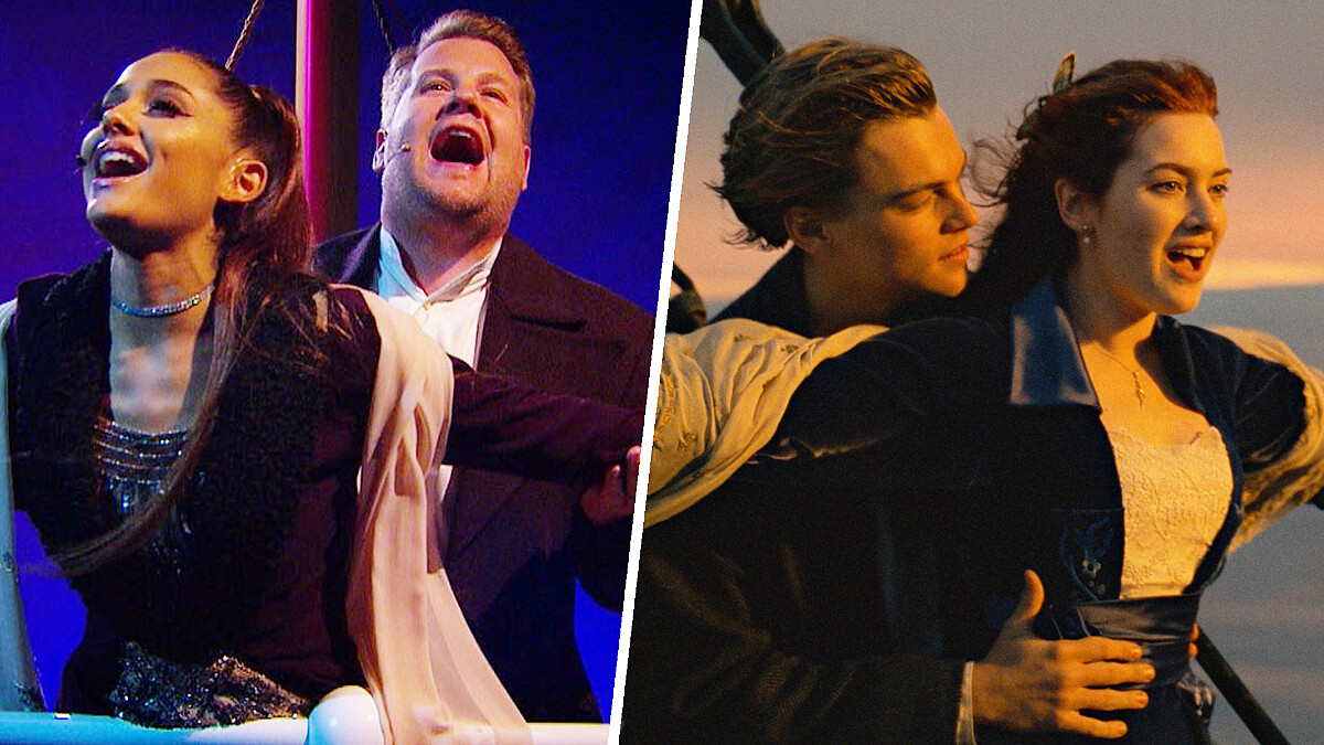 Ariana與James超神！化身傑克＆蘿絲，飆13首人氣歌曲，5分鐘演完精華版《鐵達尼號》～