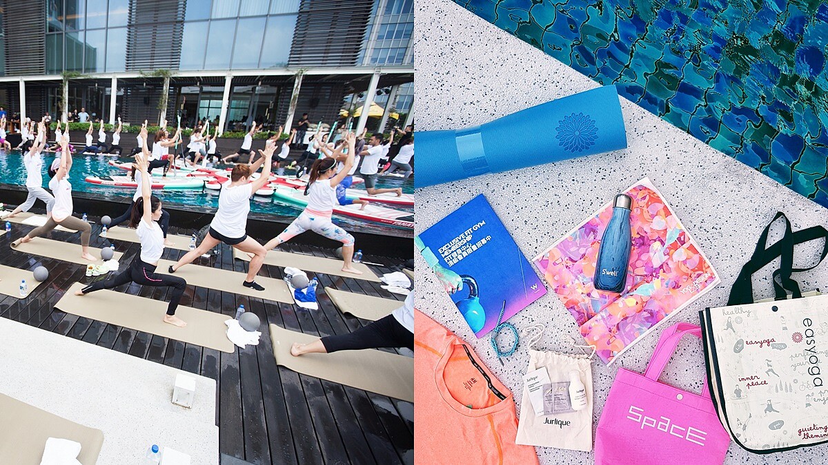 在W Hotel高樓戶外泳池一起瘋瑜珈！一年一度樂活瑜珈日來了，快揪閨蜜一起去