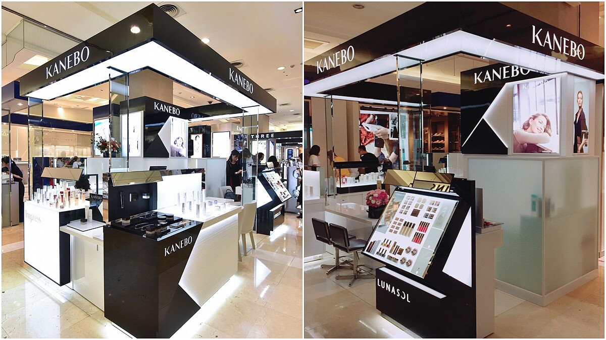全台第一櫃開在台中！集合保養、底妝、彩妝全系列完整品項，黑白設計的KANEBO專櫃新登場