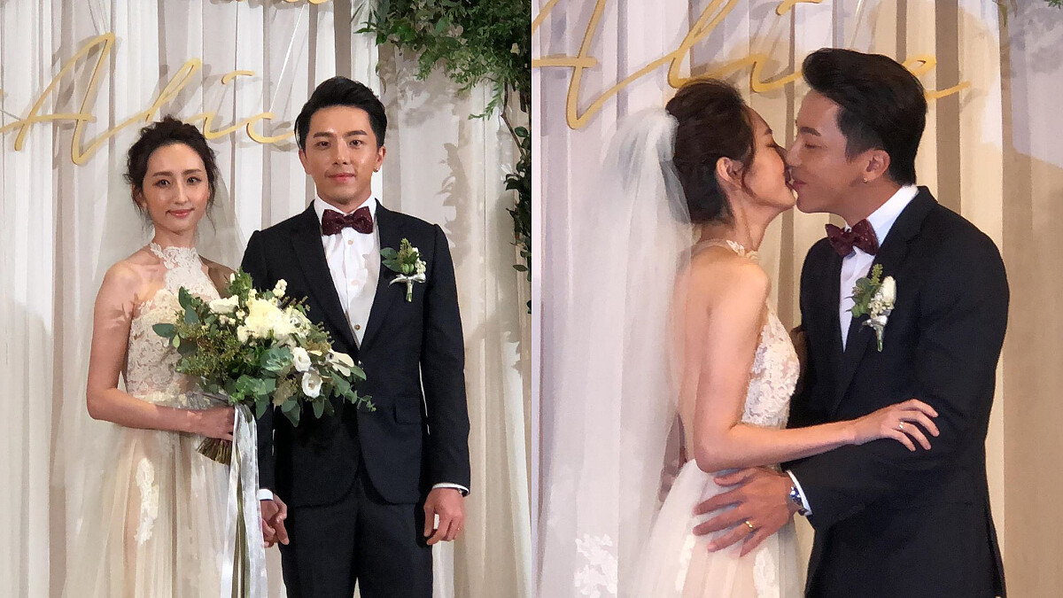 根本是超呆萌新人！柯佳嬿、坤達婚禮登場，小倆口互叫「老公、老婆」甜蜜擁吻大放閃