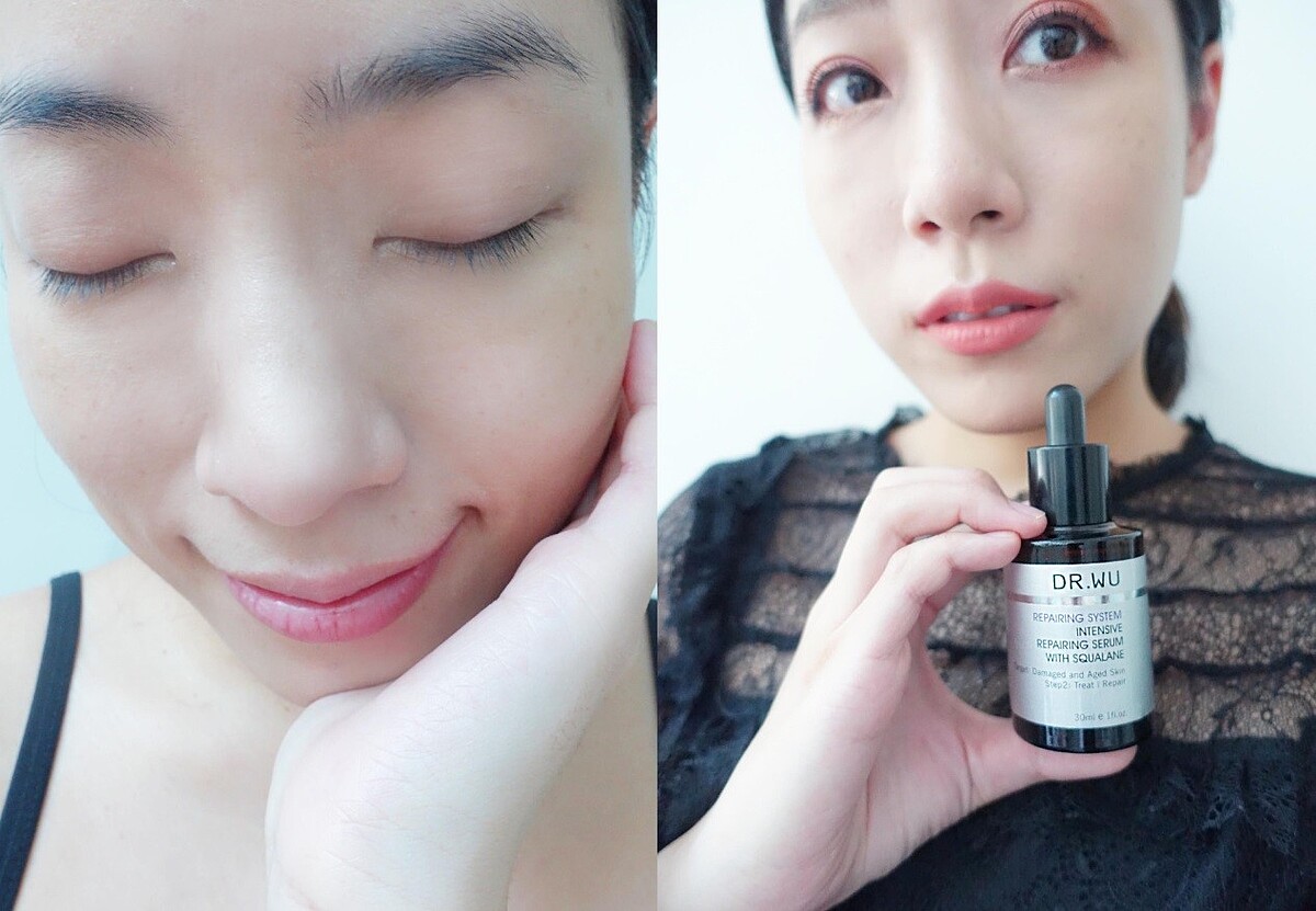 擦完DR.WU的角鯊潤澤修復精華後,肌膚完全吸收角鯊精華後呈現自然的健康光澤,使用多日後素顏也能展現活力肌膚