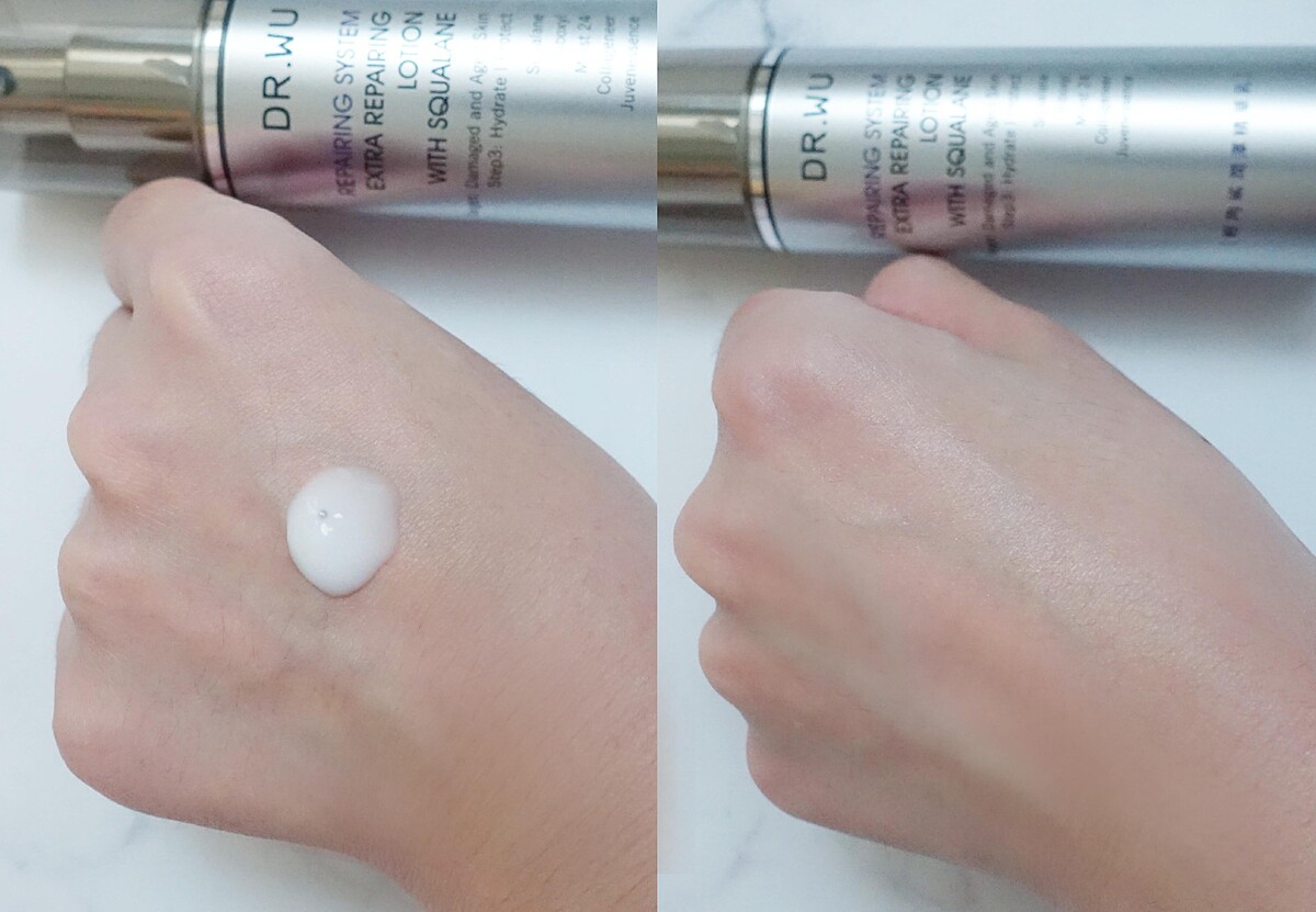 DR.WU輕角鯊潤澤精華乳親膚性高,擦上肌膚清爽不黏膩,達到長效保濕透亮