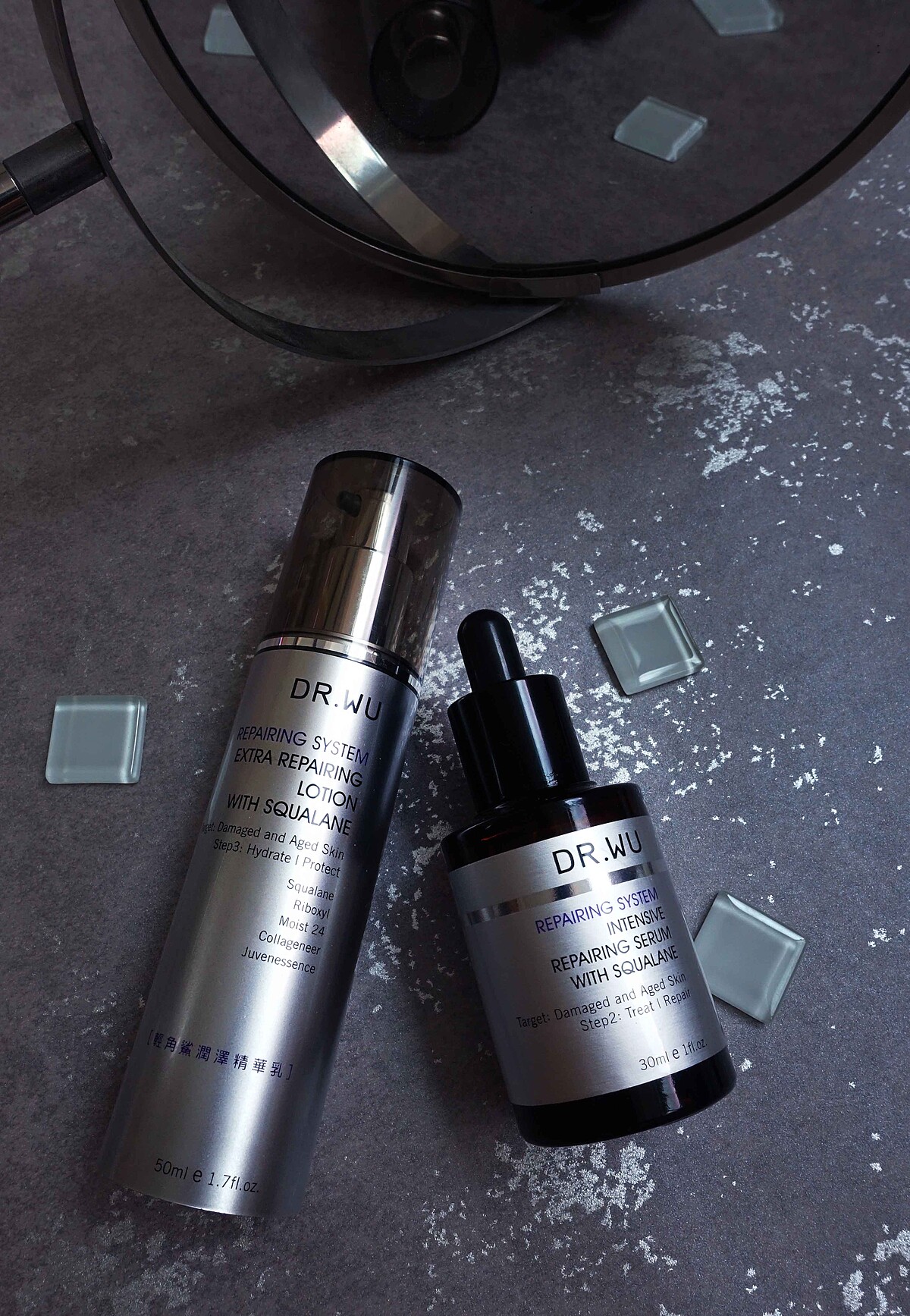 DR.WU角鯊潤澤修復精華+DR.WU輕角鯊潤澤精華乳同時使用,肌膚雙倍修護,抗老更全面