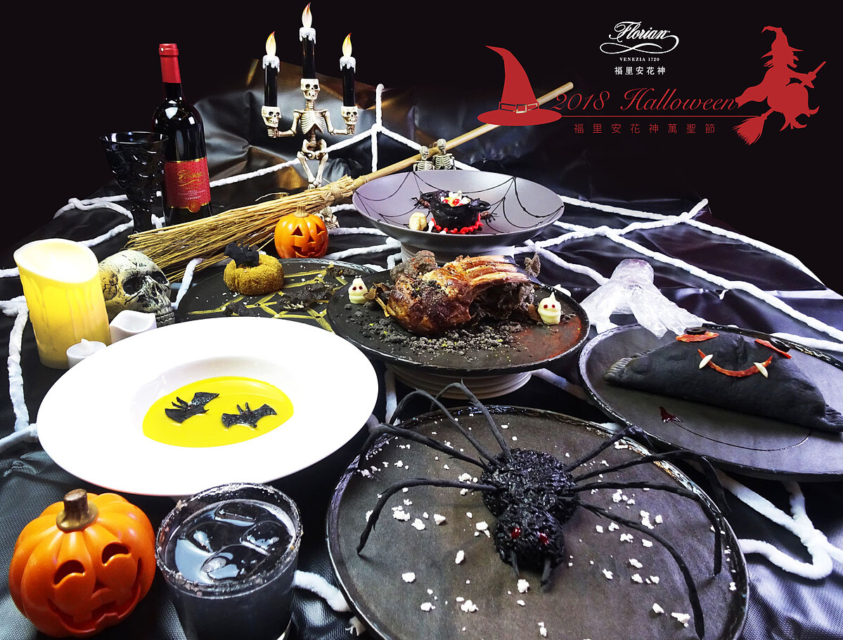 有「威尼斯的客廳」美譽的福里安花神咖啡廳，今年用食尚黑魔法玩翻萬聖節