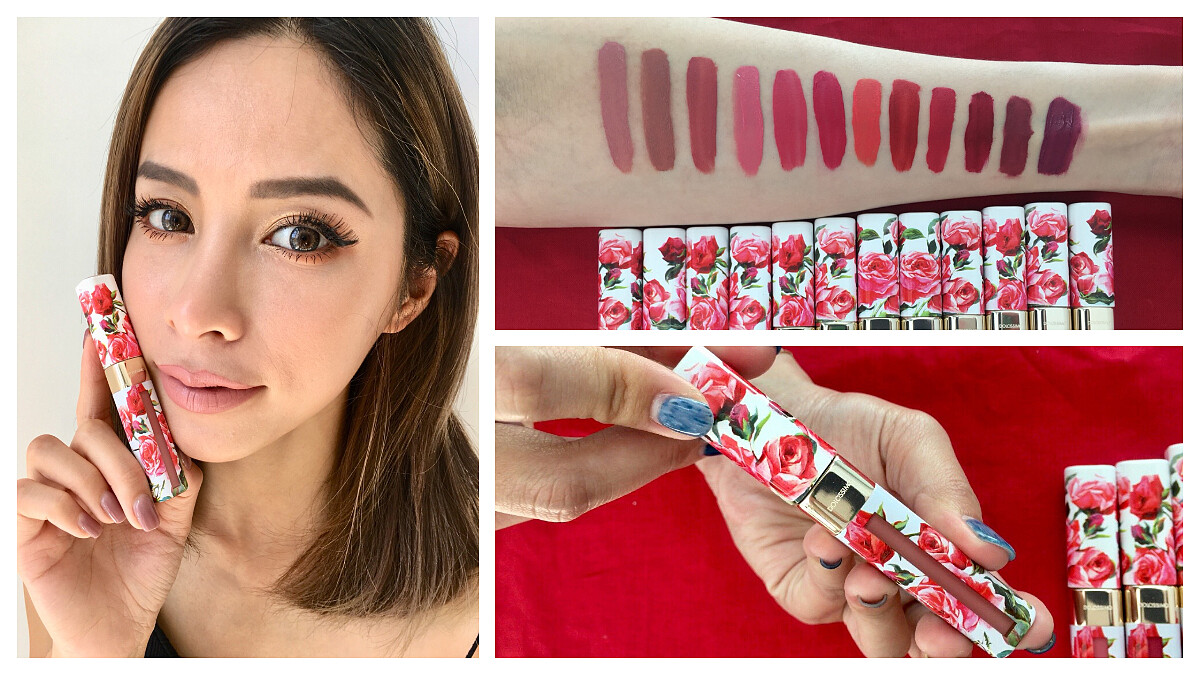 光是看見白色外殼裝飾著古典玫瑰花就想要了！Dolce&amp;amp;Gabbana全新12色綻放凝霧唇釉 #1裸粉完全美哭！