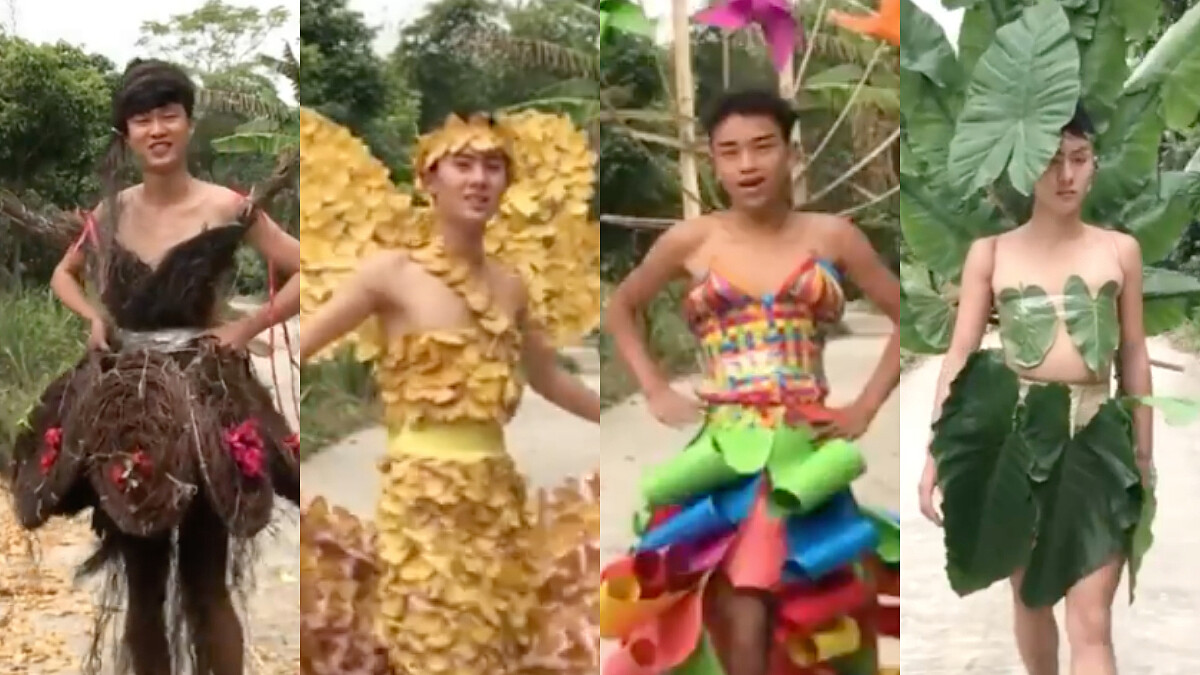 農村也有維密天使?環保版「維多利亞秘密大秀」超有才發表中,風車那套可以直接上台了!