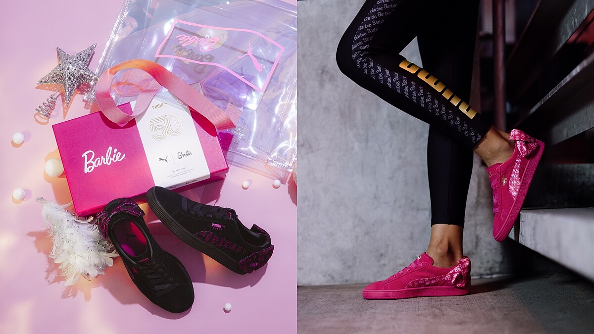 芭比控請注意！PUMA SUEDE 50週年限定版聯手Barbie，黑粉配色打造甜美酷女孩