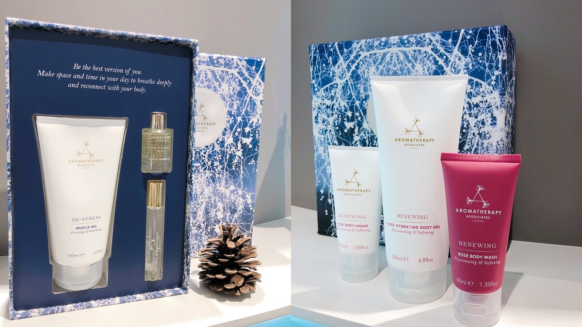 Aromatherapy Associates身體保養系列也推出「怡神自在禮盒」、「煥生玫瑰亮采禮盒」