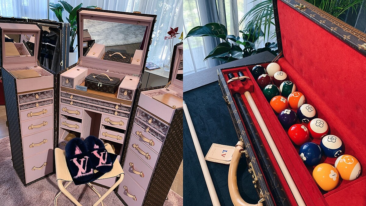 直擊私人豪宅中的LV秘密展覽！經典硬箱不只是旅行專用，竟也能化身茶几和夢幻化妝台！