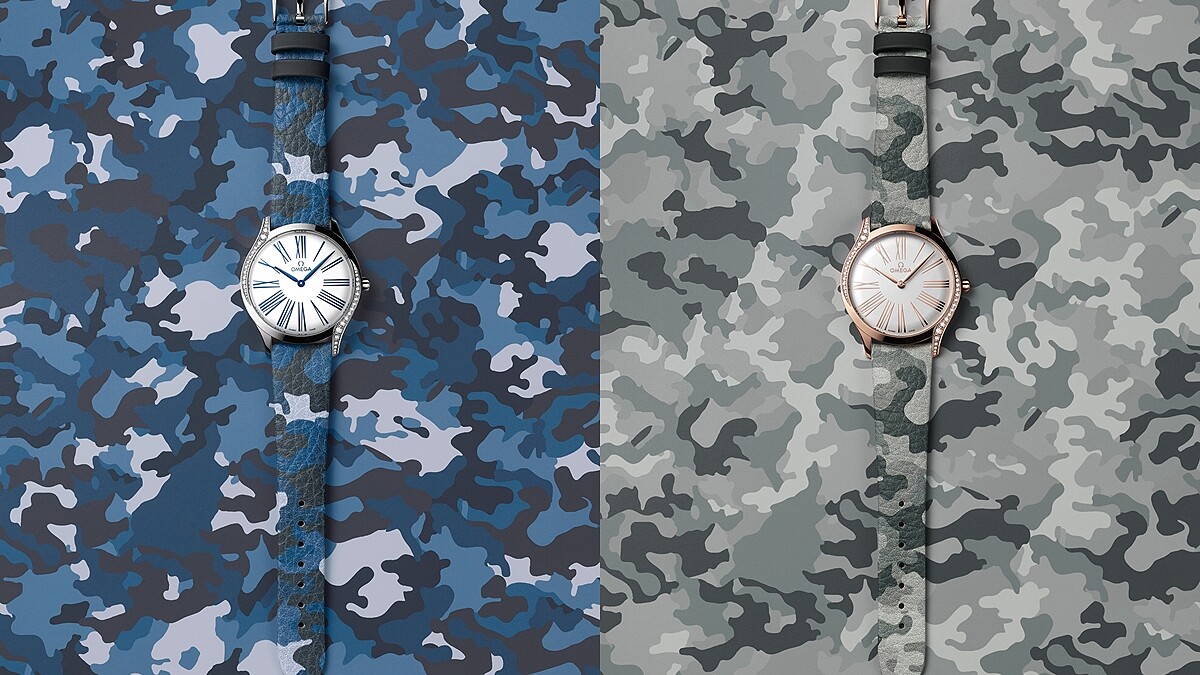 Omega 歐米茄碟飛系列Trésor腕錶換上迷彩錶帶，優雅氣質混搭街頭感，又美又酷超時髦！