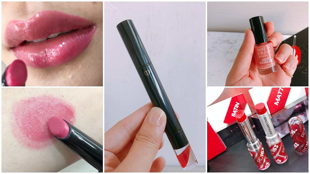 又有超強唇彩系列來搶攻視線！肌膚之鑰奢華聚光訂製唇膏幫雙唇打光、MAKE UP FOR EVER霧面唇拓走持久路線、植村秀推出人人擦都美的#RD163