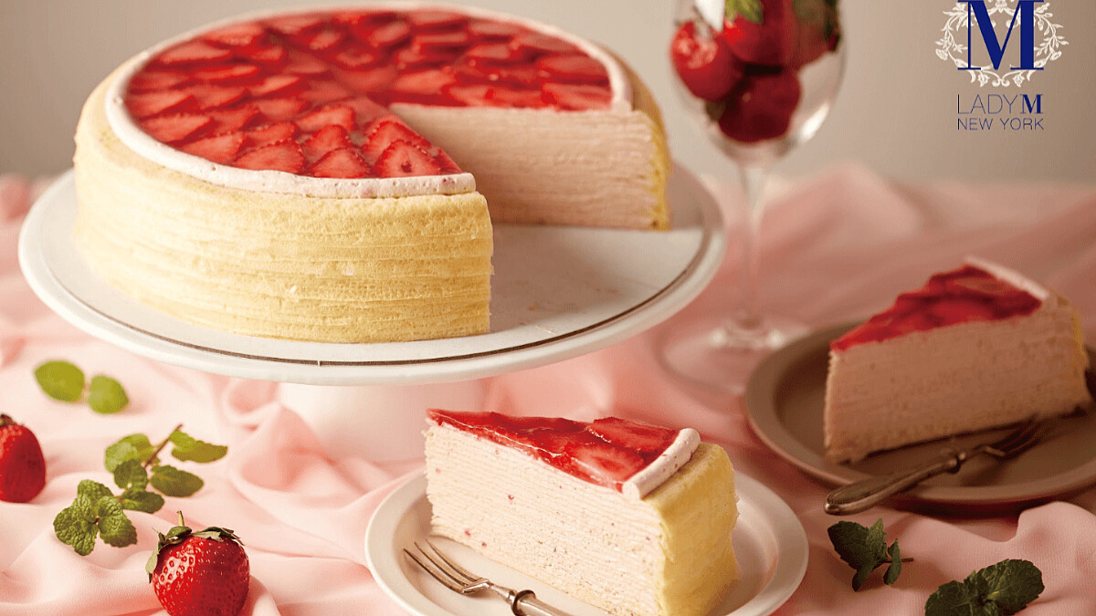 讓人難以抗拒的粉紅草莓鮮奶油！Lady M草莓季登場，推出全球獨家「草莓香緹千層蛋糕」