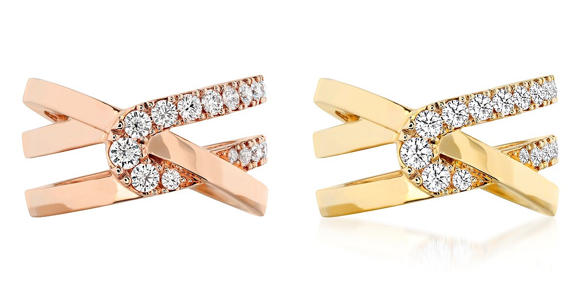 HEARTS ON FIRE OPTIMA系列 玫瑰金鑽石戒指、黃K金鑽石戒指