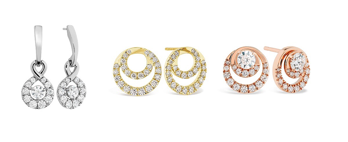 HEARTS ON FIRE OPTIMA系列 白K金鑽石耳環、黃K金鑽石耳環、玫瑰金鑽石耳環