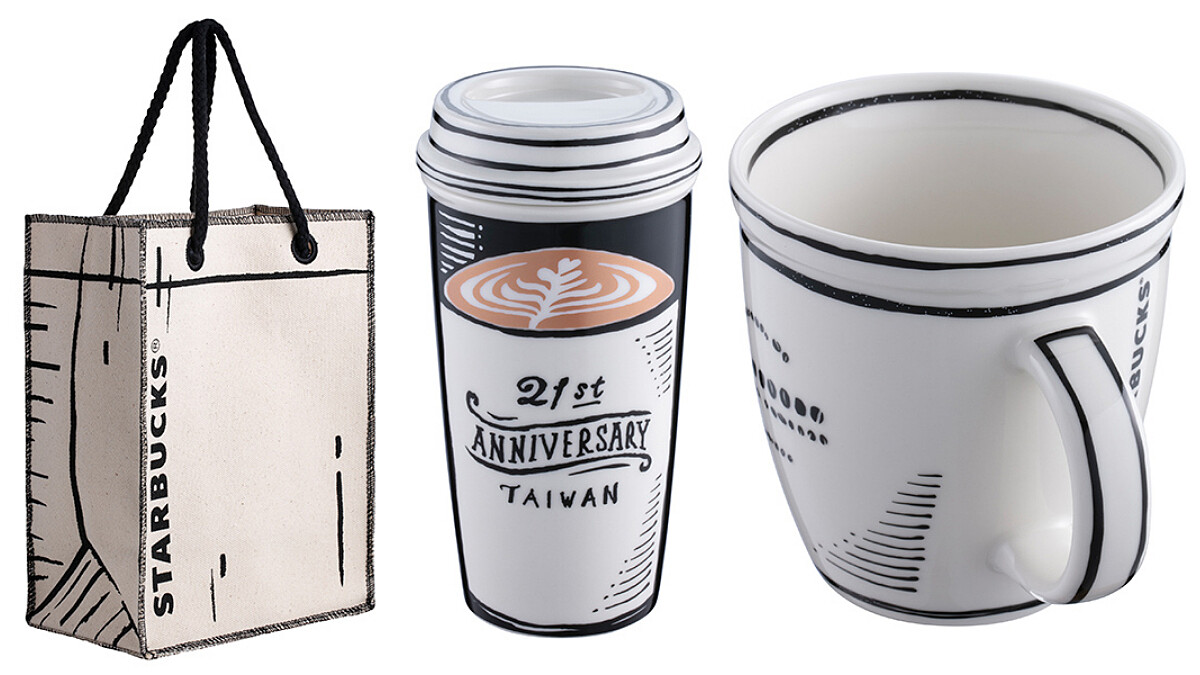 星巴克全新2D漫畫風周年紀念商品來了！拉花馬克杯、手繪隨身瓶，還有黑白塗鴉線條提袋都想收