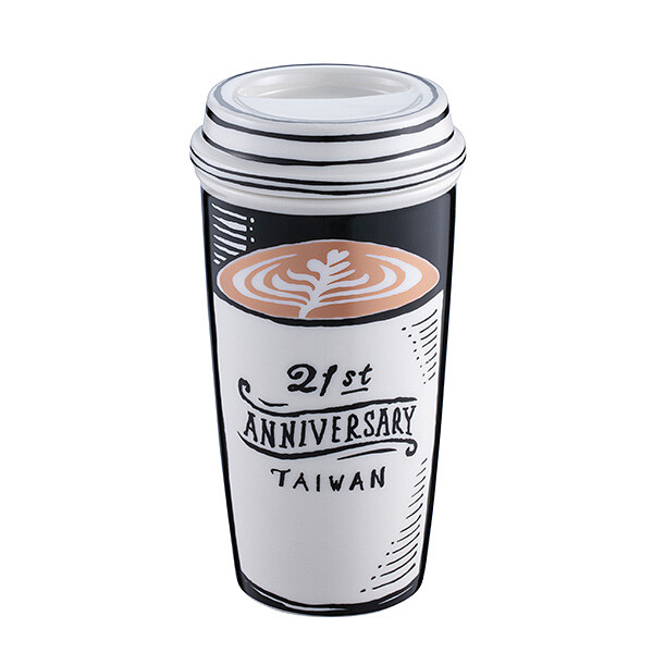 拉花趣味雙層馬克杯，售價$980。容量：12OZ。 