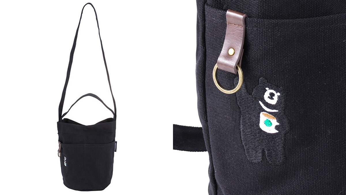 黑熊肩背提二用袋，售價$450。底直徑18、高25cm；肩背帶92cm、手提帶30cm