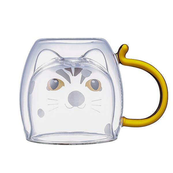 石虎把手雙層玻璃杯，售價$600。容量：300ml。