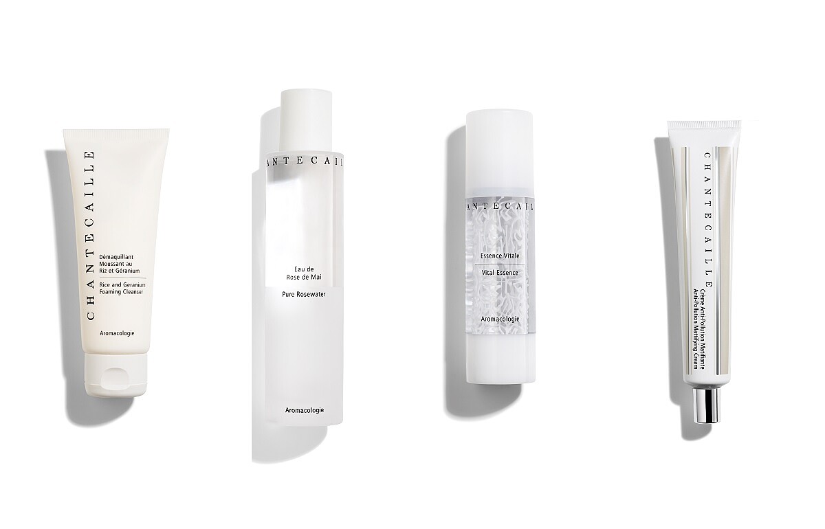 Chantecaille香緹卡花妍泡沫潔面乳、五月玫瑰花妍露、花妍活膚精華液、抗汙染防護乳液
