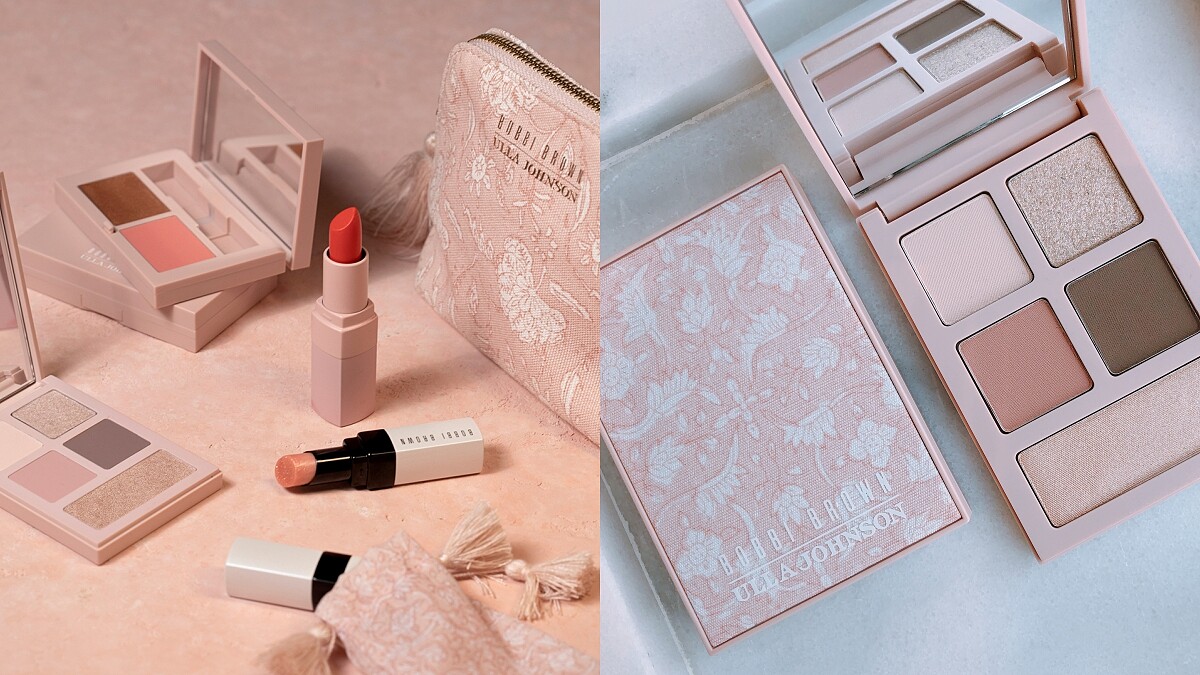 蕾絲刺繡眼影盤太仙！BOBBI BROWN X ULLA JOHSON聯名彩妝全系列氣質裸粉色包裝，不收說不過去