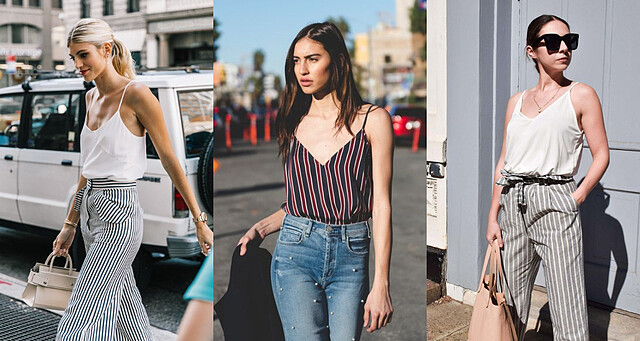 V 字、大領口背心讓粗手臂視覺相對縮小。