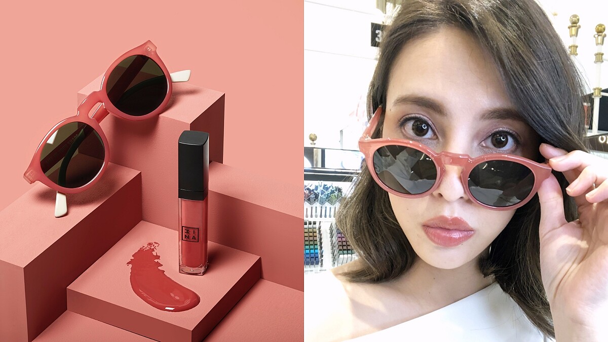 3INA溫柔小姐姐唇蜜＃114竟然出墨鏡！與西班牙潮牌MR.BOHO跨界合作把熱賣彩妝色通通變墨鏡，戴出時尚氣場