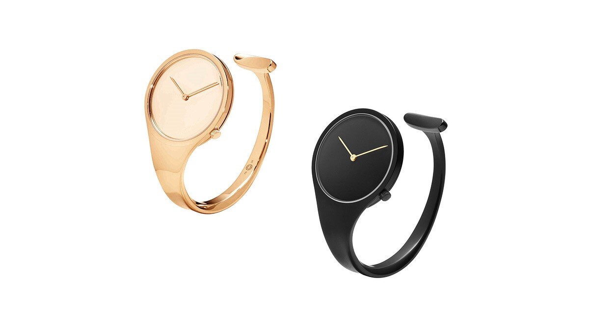 GEORG JENSEN VIVIANNA朵蘭系列手鐲腕錶：玫瑰金手鐲錶、黑色PVD手鐲錶。