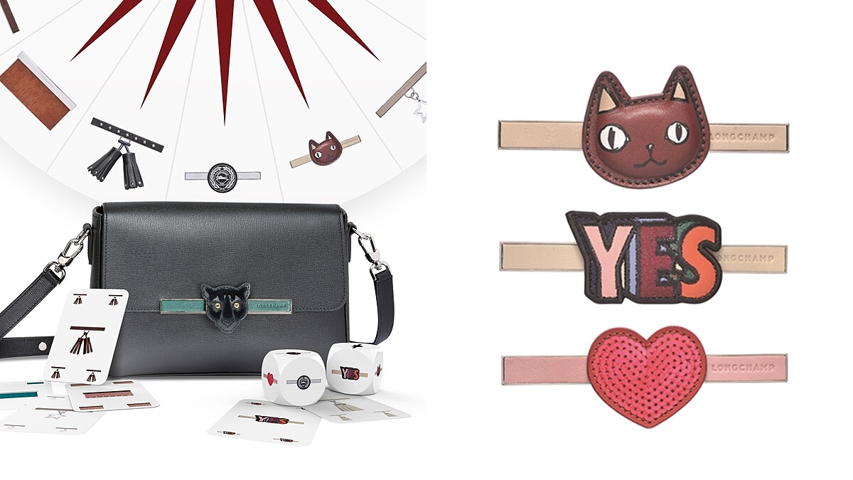 超萌貓咪、亮片愛心…要什麼釦牌自己配！Longchamp全新推出Game On系列小方包