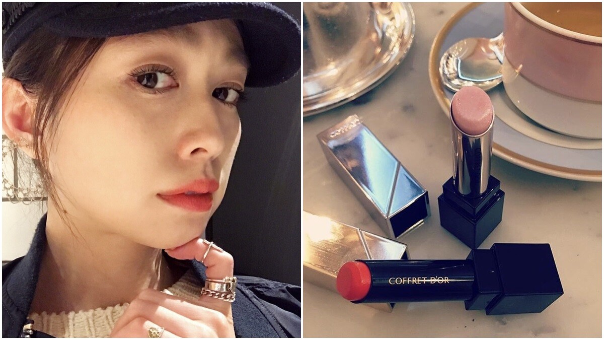 疊上佳麗寶水光我型口紅PT-01展現冷豔光澤的薰衣草紫，一樣能調整口紅與肌膚的融合度，轉變成適合冷色調肌膚的唇彩。