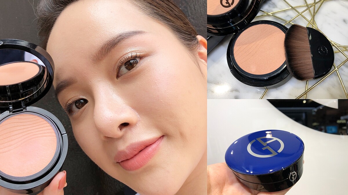 GIORGIO ARMANI夏日推出藍蓋打亮腮紅餅，「一刷玫瑰光澤+橙花香氣」好迷人，夏妝就是要這樣度假好心情 