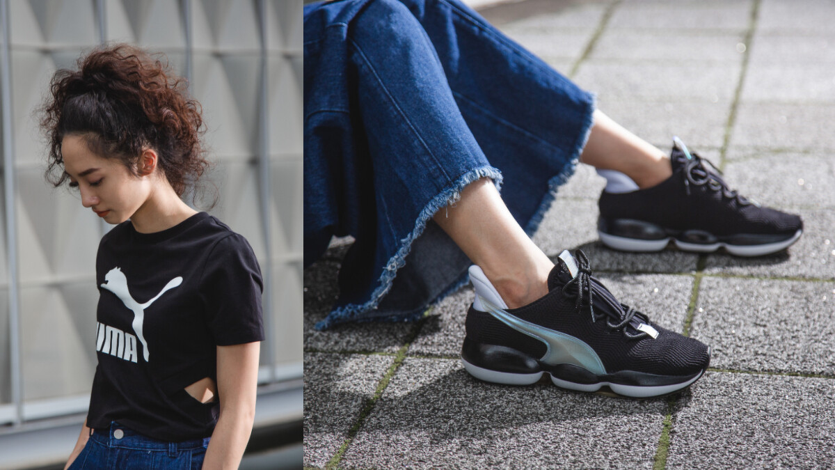 PUMA短版上衣，NT1,380、PUMA Mode XT Iridescent TZ Wns鞋款，NT3,280。