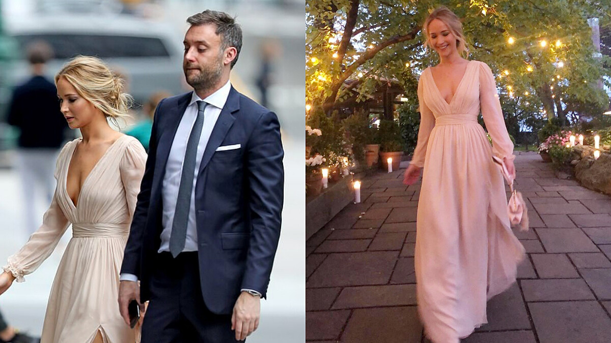 離婚禮不遠啦！珍妮佛勞倫斯紐約低調舉行訂婚派對，低胸洋裝絕美現身