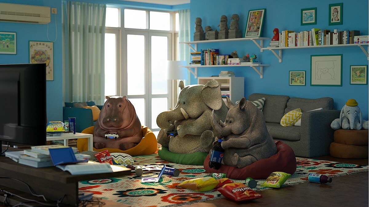 真想每天在家耍懶!超萌動物們集體變成「懶東西」,就算冰快溶化了,北極熊堅持在懶骨頭上划手機