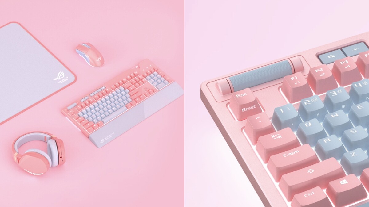 電玩女孩必備華碩「玫瑰粉、寧靜藍」夢幻配色鍵盤！打字有波浪漸層燈光閃爍，美哭人啦～