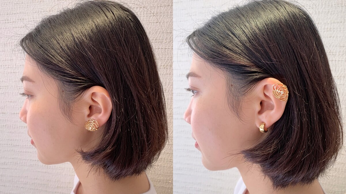 Chanel《Petales de Cam&eacute;lia》單邊耳夾有多種穿戴法