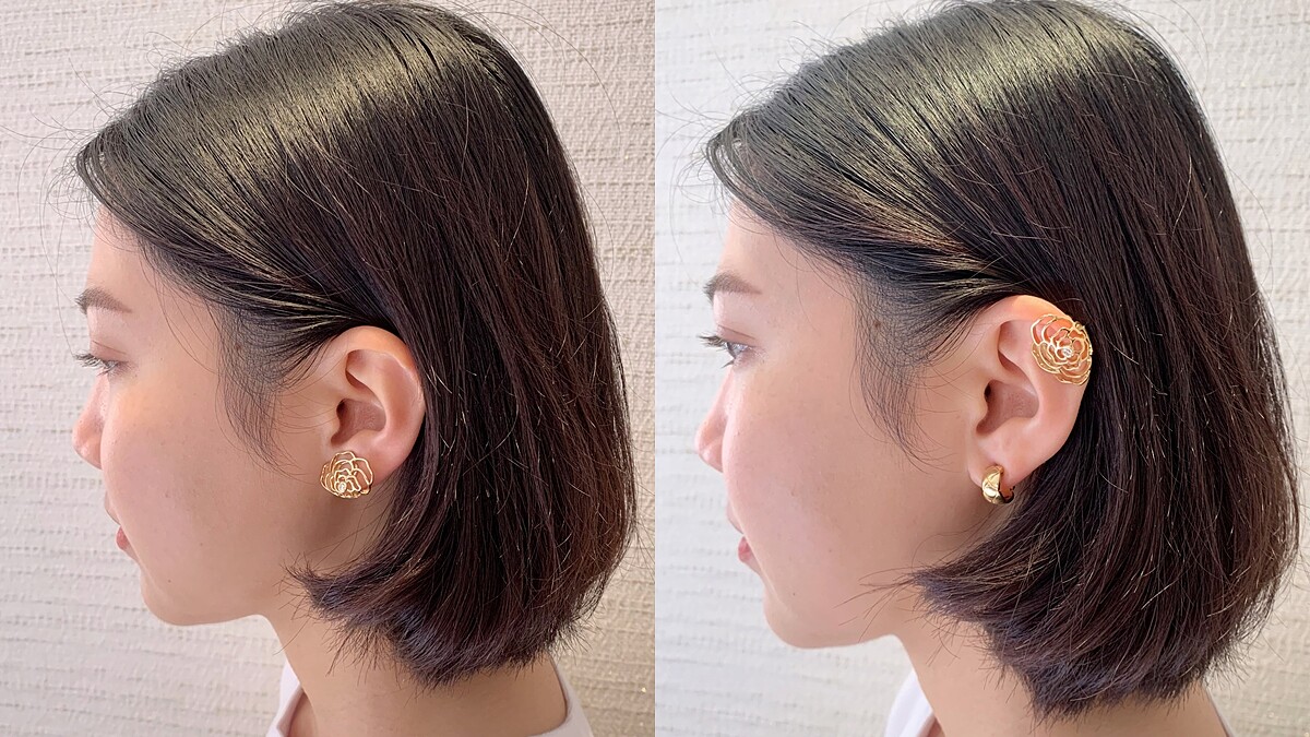 Chanel《Petales de Cam&eacute;lia》單邊耳夾有多種穿戴法