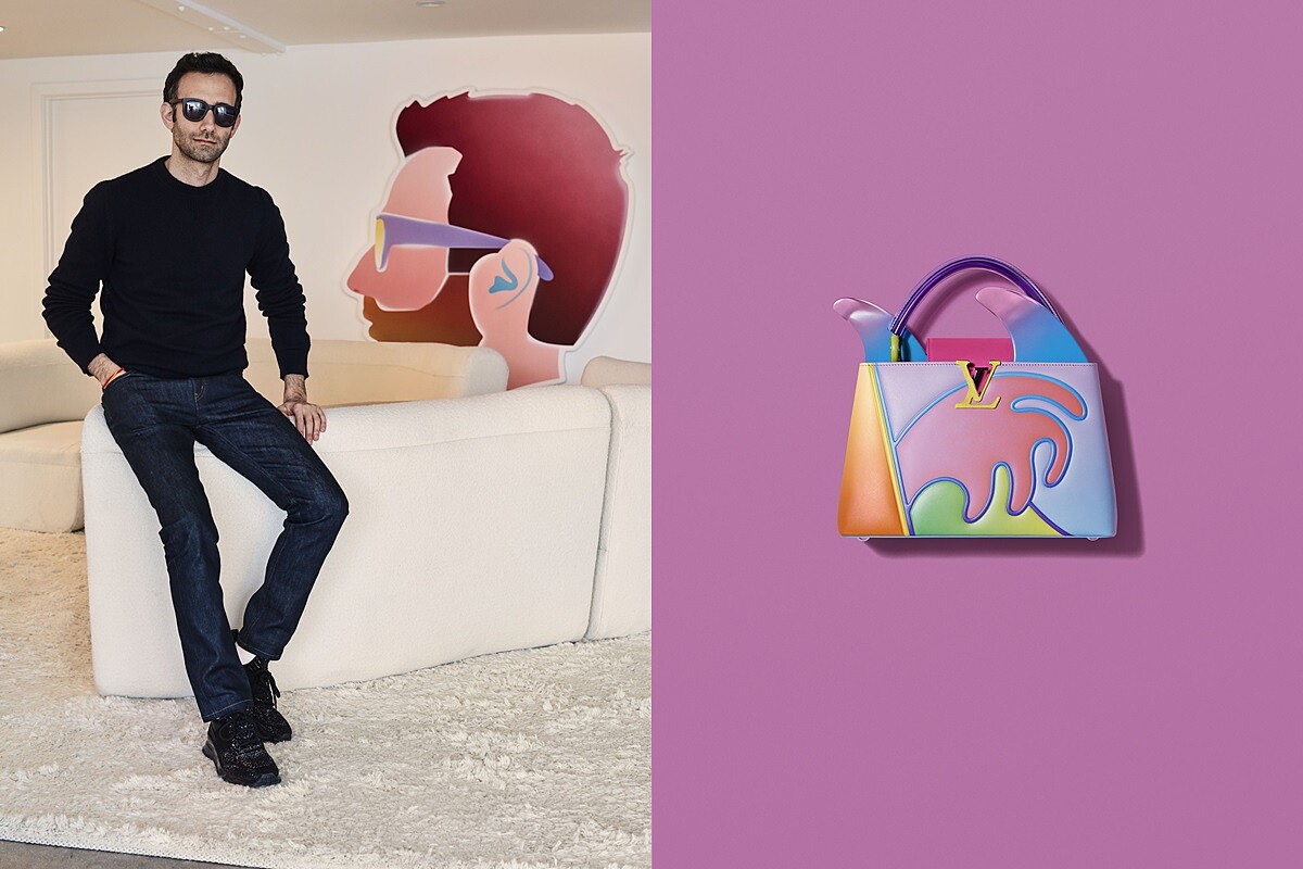 Alex Israel 與他為 LV 打造的 Capucines 包款。