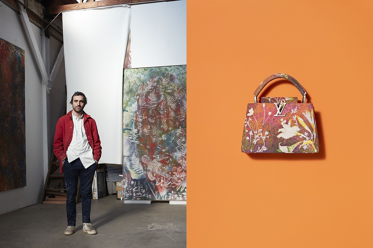 Sam Falls 與他為 LV 打造的 Capucines 包款。