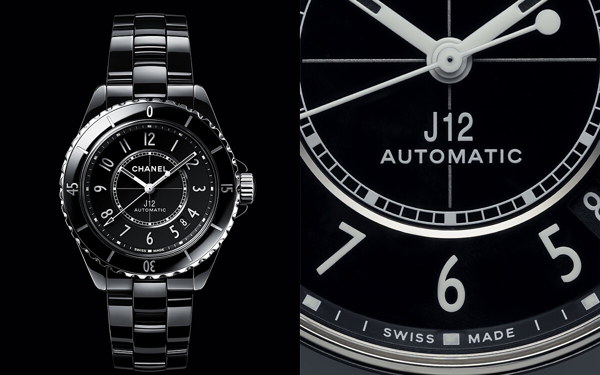黑色J12抗磨精密陶瓷搭配精鋼錶殼腕錶，Chanel。