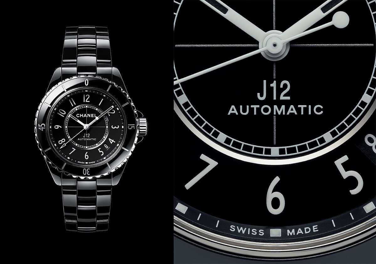 黑色J12抗磨精密陶瓷搭配精鋼錶殼腕錶，Chanel。