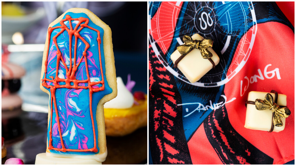 (左)Daniel Wong 手繪餅乾(右)禮物造型百香果白巧克力