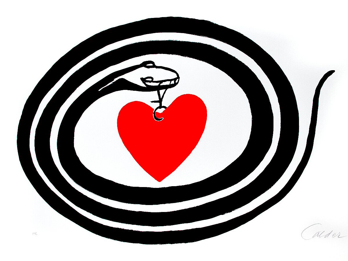 《心之月》(Month of Hearth),美國著名雕塑藝術家Alexander Calder1972年的創作,一條靈動的蛇唌著一顆心,意境任由觀者自行體會。
