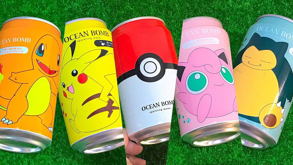 史上最萌的氣泡水！OCEAN BOMBＸ寶可夢推出五款口味，獨家限定皮卡丘、胖丁、小火龍……每款都想蒐藏