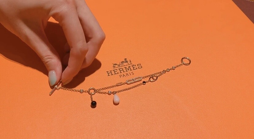 Chaîne d’Ancre Chaos系列 玫瑰金鑲白鑽、蛋白石、黑尖晶石與黑玉手鍊