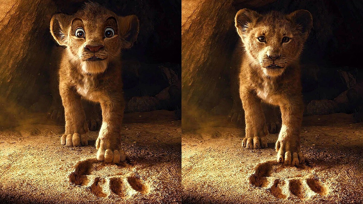 《獅子王》超狂的動畫合成！國外插畫家將「真獸版」與「動畫版」結合無違和感