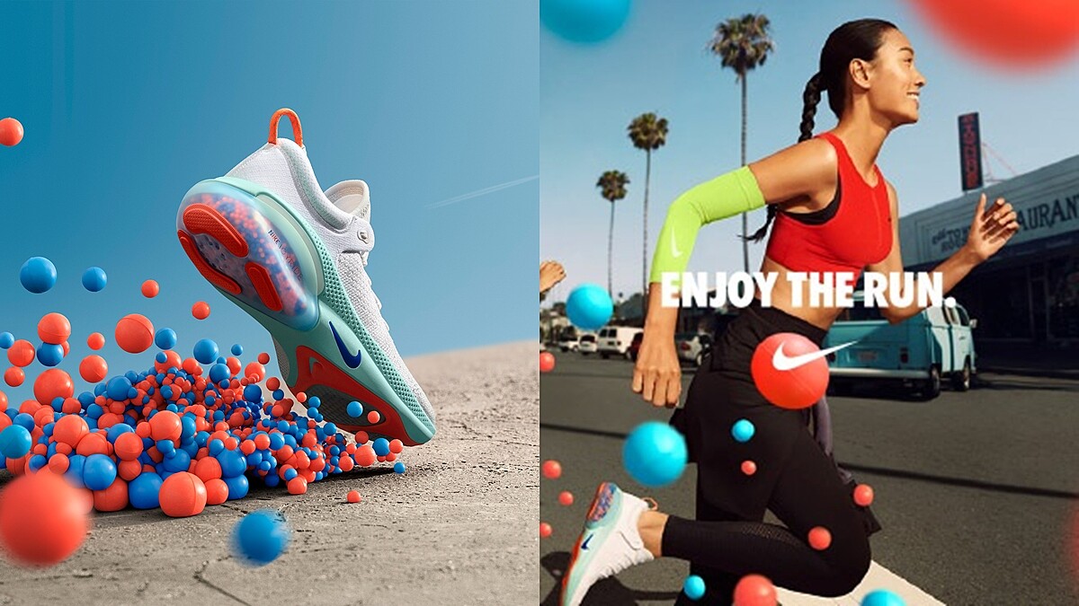 不只外型繽紛，穿起來更是超彈力！NIKE全新推出JOYRIDE跑鞋，透明鞋底藏滿彩色泡泡超可愛