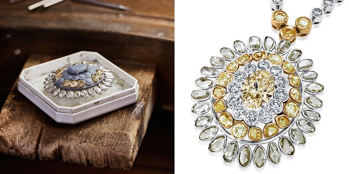 2. Electric Cichlid 高級珠寶圓牌鍊墜。