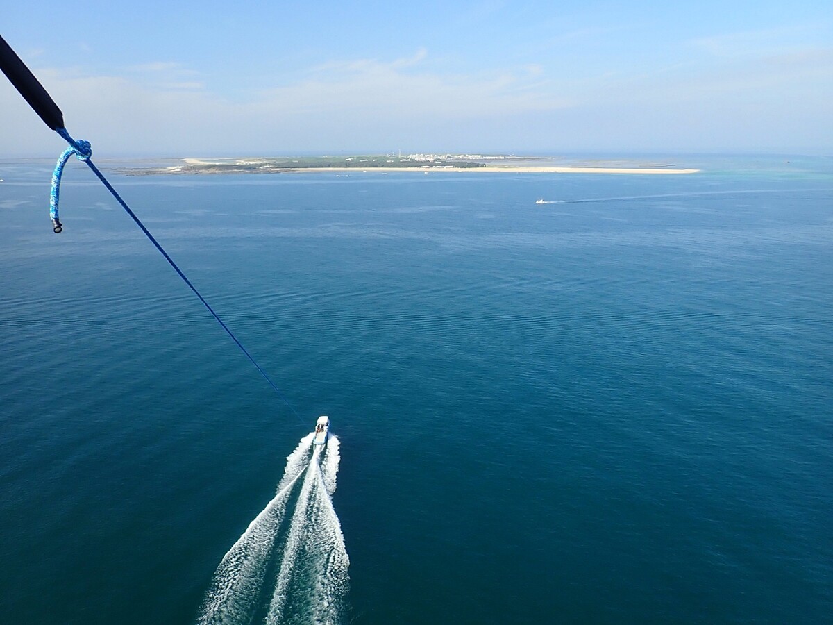 在拖曳傘上，放眼望去就是無敵海景！