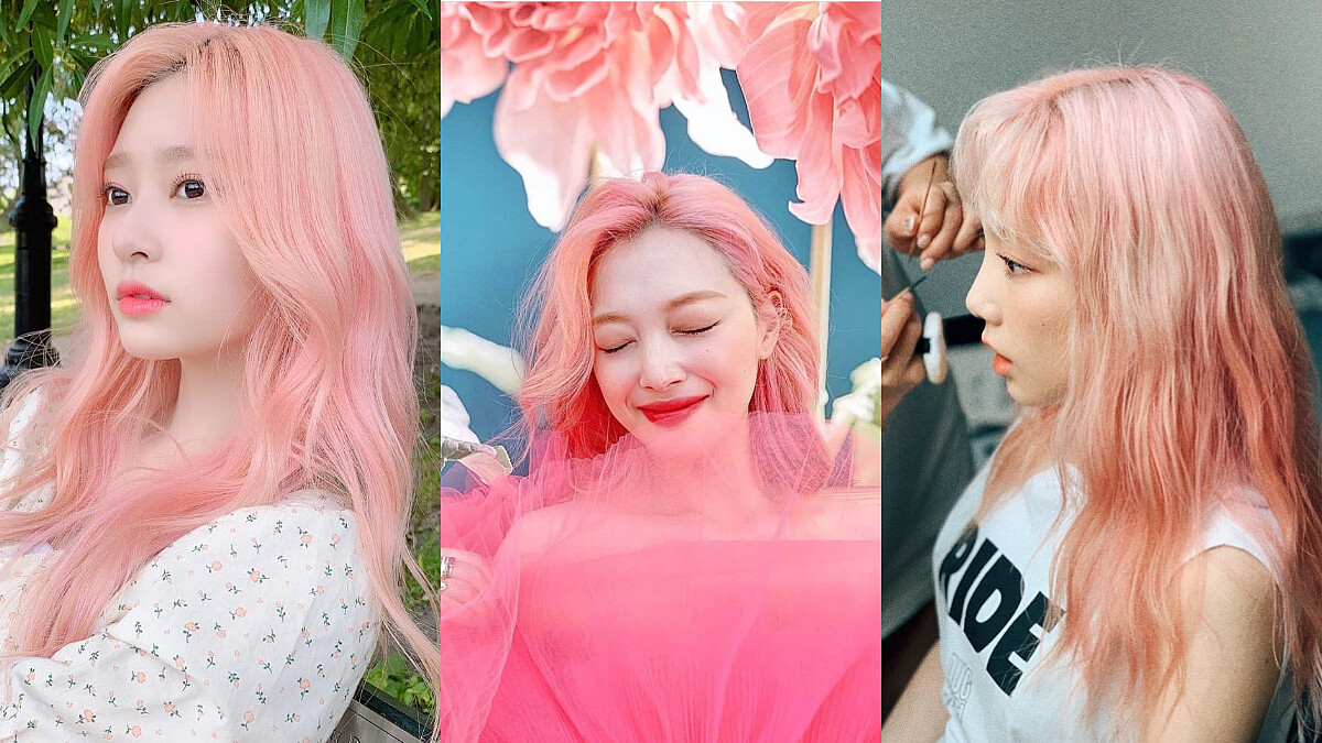 櫻花粉髮色再度回歸！不只雪莉，太妍和IZ*ONE金珉周都染了，白皙女孩一定要試試！